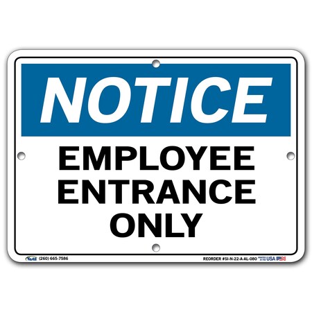 Vestil Aluminum Sign, 7-1/2" Height, 10-1/2" Width, Aluminum, Rectangle, English SI-N-22-A-AL-080